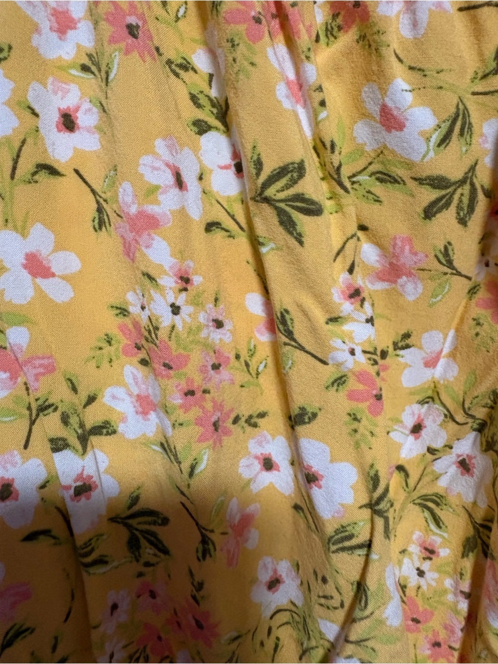 Children’s Place Adult Peasant Dress - Yellow w Pink Floral - Adult Medium - Picture 3 of 5